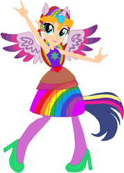 Size: 377x526 | Tagged: safe, artist:selenaede, artist:user15432, twilight sparkle, twilight sparkle (alicorn), alicorn, human, equestria girls, barely eqg related, base used, clothes, colored wings, colorful, colors, crossover, crown, ear piercing, earring, equestria girls style, equestria girls-ified, high heels, humanized, hylian, jewelry, legend of zelda: twilight princess, multicolored wings, nintendo, pegasus wings, piercing, ponied up, pony ears, princess zelda, rainbow, rainbow hair, rainbow power, rainbow power-ified, rainbow wings, regalia, shoes, simple background, super smash bros., the legend of zelda, the legend of zelda: twilight princess, twizelda, white background, winged humanization, wings