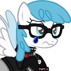 Size: 500x500 | Tagged: safe, artist:lightningbolt, derpibooru exclusive, edit, editor:watermelon changeling, lightning bolt, white lightning, pegasus, pony, choker, clandestine industries, clothes, confused, crying, emo, exploitable bolt, female, fingerless gloves, flying, glasses, gloves, jewelry, league of legends, mare, minecraft, my chemical romance, necklace, panic! at the disco, shirt, simple background, solo, spread wings, t-shirt, undershirt, vector, white background, wings, wristband