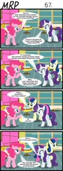 Size: 800x2153 | Tagged: safe, artist:umneem, bon bon, pinkie pie, rarity, sweetie drops, earth pony, pony, unicorn, comic:my rational pony, comic, cookie, cupcake, female, food, mare, sugarcube corner