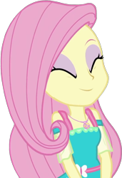 Size: 667x977 | Tagged: safe, edit, edited screencap, screencap, fluttershy, human, equestria girls, background removed, cheerful, cute, eyes closed, eyeshadow, makeup, pleased, shyabetes, simple background, solo, transparent background