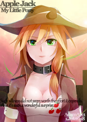 Size: 2480x3508 | Tagged: safe, artist:adamarc1, applejack, human, applejack's hat, breasts, clothes, cowboy hat, female, freckles, hat, humanized, looking at you, solo