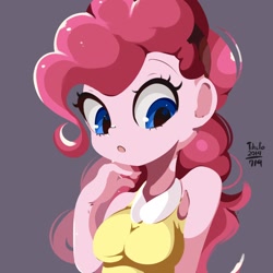 Size: 1432x1432 | Tagged: safe, alternate version, artist:tohupo, pinkie pie, human, equestria girls, cropped, female, open mouth, sleeveless, solo