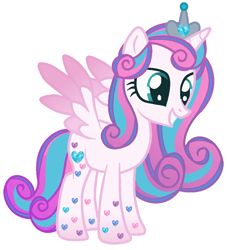 Size: 876x964 | Tagged: safe, artist:razorbladetheunicron, princess flurry heart, alicorn, base used, colored wings, crown, crystal, cutie mark, gradient mane, gradient wings, heart, jewelry, older, older flurry heart, princess, rainbow power, regalia, simple background, smiling, solo, vector, white background