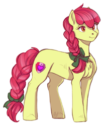 Size: 1263x1529 | Tagged: safe, artist:1an1, apple bloom, earth pony, pony, braid, braided ponytail, braided tail, female, mare, older, older apple bloom, simple background, solo, white background