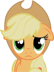 Size: 642x863 | Tagged: safe, artist:a01421, applejack, earth pony, pony, floppy ears, sad, simple background, solo, transparent background, unhapplejack, vector