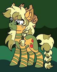 Size: 1009x1264 | Tagged: safe, artist:cordearcoiris, applejack, earth pony, pony, alternate hairstyle, alternate timeline, camouflage, chrysalis resistance timeline, cutie mark, female, mare, redraw, solo