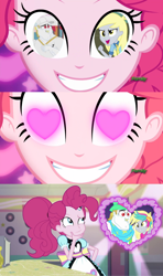 Size: 720x1215 | Tagged: safe, artist:alphamonouryuuken, edit, edited screencap, screencap, pinkie pie, better together, coinky-dink world, eqg summertime shorts, equestria girls, lost and pound, lost and pound: rarity, derpybulk, discovery family logo, exploitable, female, heart eyes, male, meme, pinkie the shipper, pinkie's eyes, shipper on deck, shipper pie, shipping, straight, wingding eyes