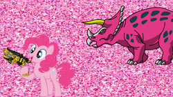 Size: 4260x2400 | Tagged: safe, artist:redstriker23424, pinkie pie, dinosaur, pony, base used, pink ranger, power rangers, power rangers dino charge, triceratops, zyuden sentai kyoryuger