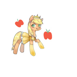 Size: 800x800 | Tagged: safe, artist:御喵子w, applejack, earth pony, pony, belle, clothes, dress, female, looking at you, mare, solo