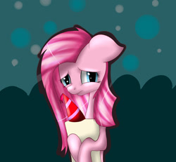 Size: 1024x948 | Tagged: safe, artist:vikuskaal, madame leflour, pinkie pie, earth pony, pony, abstract background, female, floppy ears, mare, pinkamena diane pie, sad, solo