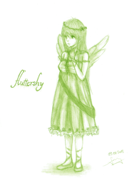 Size: 2272x3017 | Tagged: safe, artist:jenyeongi, fluttershy, human, clothes, dress, gala dress, humanized, monochrome, solo, traditional art