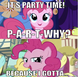 Size: 642x638 | Tagged: safe, edit, edited screencap, editor:undeadponysoldier, screencap, pinkie pie, earth pony, pony, a friend in deed, friendship is magic, apple, caption, female, food, funny, happy, image macro, incomplete sentence, jim carrey, looking at you, mare, open mouth, reference, smiling, spelling, text, the mask, wrong aspect ratio