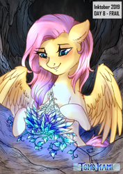 Size: 2149x3035 | Tagged: safe, artist:tokokami, fluttershy, pegasus, pony, female, flower, glow, inktober, inktober 2019, mare, solo