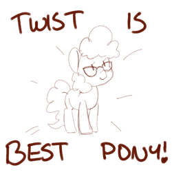 Size: 700x700 | Tagged: safe, artist:goat train, twist, best pony, monochrome, sketch, solo