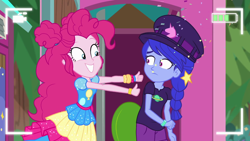 Size: 1280x720 | Tagged: safe, screencap, pinkie pie, space camp (character), better together, equestria girls, five lines you need to stand in, not luna, thumbs up