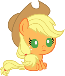 Size: 686x800 | Tagged: safe, artist:seahawk270, part of a set, applejack, earth pony, pony, baby, baby pony, babyjack, cowboy hat, cute, foal, freckles, hat, jackabetes, simple background, sitting, solo, stetson, transparent background, weapons-grade cute