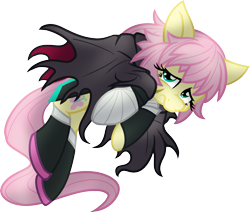 Size: 1429x1212 | Tagged: safe, artist:geraritydevillefort, fluttershy, pegasus, pony, clothes, digital art, fate/apocrypha, fate/grand order, female, jack the ripper, mare, simple background, solo, transparent background, wrapping