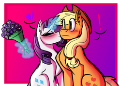 Size: 1280x908 | Tagged: safe, artist:sugarkittycat04, applejack, rarity, earth pony, pony, unicorn, cute, daaaaaaaaaaaw, female, glowing horn, heart, holiday, jackabetes, lesbian, love, magic, pictogram, raribetes, rarijack, shipping, simple background, telekinesis, transparent background, valentine's day