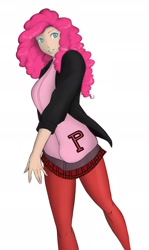 Size: 1404x2360 | Tagged: safe, artist:eve-ashgrove, pinkie pie, human, ann takamaki, clothes, female, humanized, persona, persona 5, reference, simple background, smiling, solo