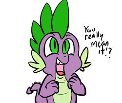 Size: 4961x4179 | Tagged: safe, artist:spottyfreak, spike, dragon, absurd resolution, dialogue, male, open mouth, simple background, smiling, solo, white background