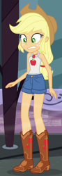 Size: 356x1003 | Tagged: safe, screencap, applejack, better together, equestria girls, street chic, clothes, cropped, sleeveless, solo, tanktop