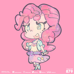 Size: 1000x1000 | Tagged: safe, artist:jrpencil, pinkie pie, equestria girls, chibi, pink background, simple background