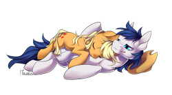 Size: 1400x777 | Tagged: safe, artist:moenkin, applejack, oc, oc:constance everheart, earth pony, pony, applejack's hat, canon x oc, cowboy hat, everjack, eyes closed, female, freckles, hat, male, mare, shipping, simple background, smiling, snuggling, stallion, straight, transparent background