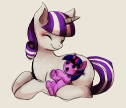Size: 1183x1022 | Tagged: safe, artist:hosikawa, twilight sparkle, twilight velvet, unicorn twilight, pony, unicorn, cute, female, filly, filly twilight sparkle, mare, mother and child, mother and daughter, parent and child, simple background, smiling, twiabetes, velvetbetes, white background, younger