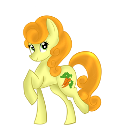 Size: 3000x3000 | Tagged: safe, artist:chelseawest, artist:missaquapastel, carrot top, golden harvest, pony, high res, raised hoof, simple background, solo, white background