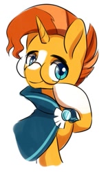 Size: 507x824 | Tagged: safe, artist:shusu, sunburst, pony, unicorn, cape, clothes, cute, looking at you, male, simple background, solo, stallion, sunbetes, white background