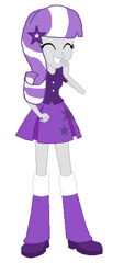 Size: 240x580 | Tagged: safe, artist:kokonaharuka45, twilight velvet, equestria girls, clothes, cute, equestria girls-ified, laughing, leg warmers, pleated skirt, shoes, simple background, skirt, solo, velvetbetes, white background