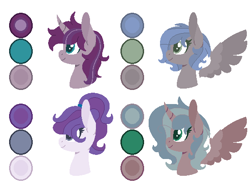 Size: 550x405 | Tagged: safe, artist:joystick12, oc, oc only, alicorn, earth pony, pegasus, pony, unicorn, adoptable, alicorn oc, base used, bust, color palette, female, magical lesbian spawn, mare, offspring, parent:applejack, parent:flash sentry, parent:limestone pie, parent:princess luna, parent:rarity, parent:suri polomare, parent:tempest shadow, parent:twilight sparkle, parents:limesentry, parents:lunajack, parents:shiningshadow, parents:surity, simple background, white background