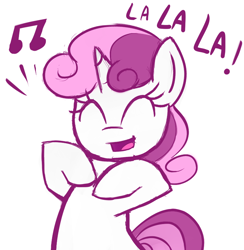 Size: 782x800 | Tagged: safe, artist:claribell3, sweetie belle, cute, diasweetes, female, filly, simple background, singing, solo, white background