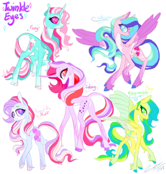 Size: 800x840 | Tagged: safe, artist:creeate97, fizzy, galaxy (g1), masquerade (g1), sweet stuff, whizzer, classical unicorn, earth pony, pegasus, pony, twinkle eyed pony, unicorn, g1, cloven hooves, cute, feathered fetlocks, female, fizzybetes, galaxydorable, leonine tail, mare, masqueradorable, redesign, simple background, sweet sweet stuff, unshorn fetlocks, white background, whizzabetes