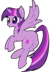 Size: 853x1200 | Tagged: safe, artist:potetecyu_to, twilight sparkle, twilight sparkle (alicorn), alicorn, butt squish, female, mare, simple background, solo, white background