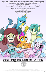 Size: 4050x6300 | Tagged: safe, artist:docwario, gallus, ocellus, sandbar, silverstream, smolder, yona, changedling, changeling, classical hippogriff, dragon, earth pony, griffon, hippogriff, pony, yak, school daze, absurd resolution, crossover, female, friendship club, friendshipping, hilarious in hindsight, looking at you, male, monkey swings, movie parody, parody, simple background, student six, the breakfast club, white background