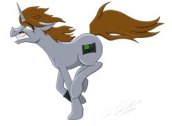 Size: 1285x939 | Tagged: safe, artist:tsand106, oc, oc only, oc:littlepip, horse, pony, unicorn, fallout equestria, cutie mark, fanfic, fanfic art, female, galloping, gritted teeth, hooves, horn, mare, pipbuck, running, simple background, solo, teeth, transparent background