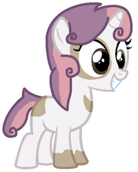 Size: 460x574 | Tagged: safe, artist:blueberry-mlp, oc, pony, unicorn, female, filly, heterochromia, offspring, parent:pipsqueak, parent:sweetie belle, parents:sweetiesqueak, simple background, solo, white background