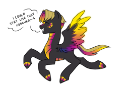 Size: 1400x1000 | Tagged: safe, artist:pikokko, oc, oc only, oc:sound wave, pegasus, pony, alternate color palette, bodypaint, colored wings, gradient wings, male, offspring, parent:bulk biceps, parent:fluttershy, parents:flutterbulk, simple background, solo, stallion, white background