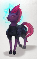 Size: 1127x1788 | Tagged: safe, artist:rnkmnh, tempest shadow, my little pony: the movie, broken horn, glowing horn, simple background, solo, white background