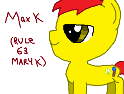 Size: 476x359 | Tagged: safe, artist:nightshadowmlp, oc, oc only, oc:game point, bad anatomy, meh, ms paint, rule 63, simple background, smiling, text, white background