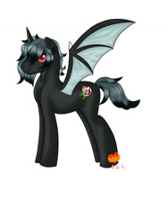 Size: 1024x1365 | Tagged: safe, artist:demonwolfspirit, oc, oc only, alicorn, alicorn oc, horns, shadow demon, simple background, solo, white background