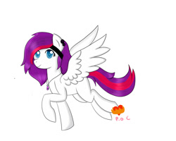 Size: 1024x819 | Tagged: safe, artist:demonwolfspirit, oc, oc only, pegasus, pony, accessories, flying, simple background, solo, white background