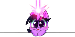 Size: 800x400 | Tagged: safe, artist:vdru7, twilight sparkle, female, looking at you, magic, magic blast, mare, simple background, solo, tongue out, white background