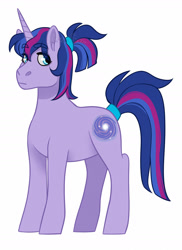 Size: 1600x2200 | Tagged: safe, artist:whisperseas, oc, oc only, oc:nebula swirl, unicorn, female, mare, offspring, parent:flash sentry, parent:twilight sparkle, parents:flashlight, ponytail, simple background, solo, white background