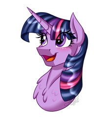 Size: 2000x2300 | Tagged: safe, artist:jack-pie, twilight sparkle, unicorn twilight, pony, unicorn, blushing, cute, female, happy, mare, open mouth, simple background, smiling, solo, white background