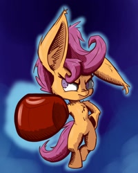 Size: 800x1000 | Tagged: safe, artist:heir-of-rick, scootaloo, pony, bipedal, boxing glove, impossibly large ears, solo