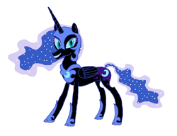 Size: 752x578 | Tagged: safe, artist:watermelon changeling, derpibooru exclusive, nightmare moon, alicorn, pony, female, mare, ms paint, simple background, smiling, solo, white background