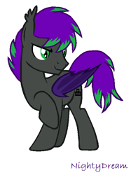 Size: 517x692 | Tagged: safe, artist:nightydream, oc, oc:midnight player, bat pony, pony, male, simple background, solo, stallion, white background