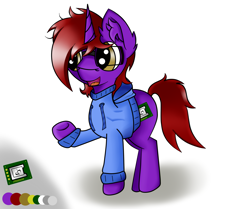 Size: 1589x1328 | Tagged: safe, artist:luriel maelstrom, oc, unicorn, clothes, digital art, glasses, hoodie, raised hoof, reference sheet, simple background, solo, white background